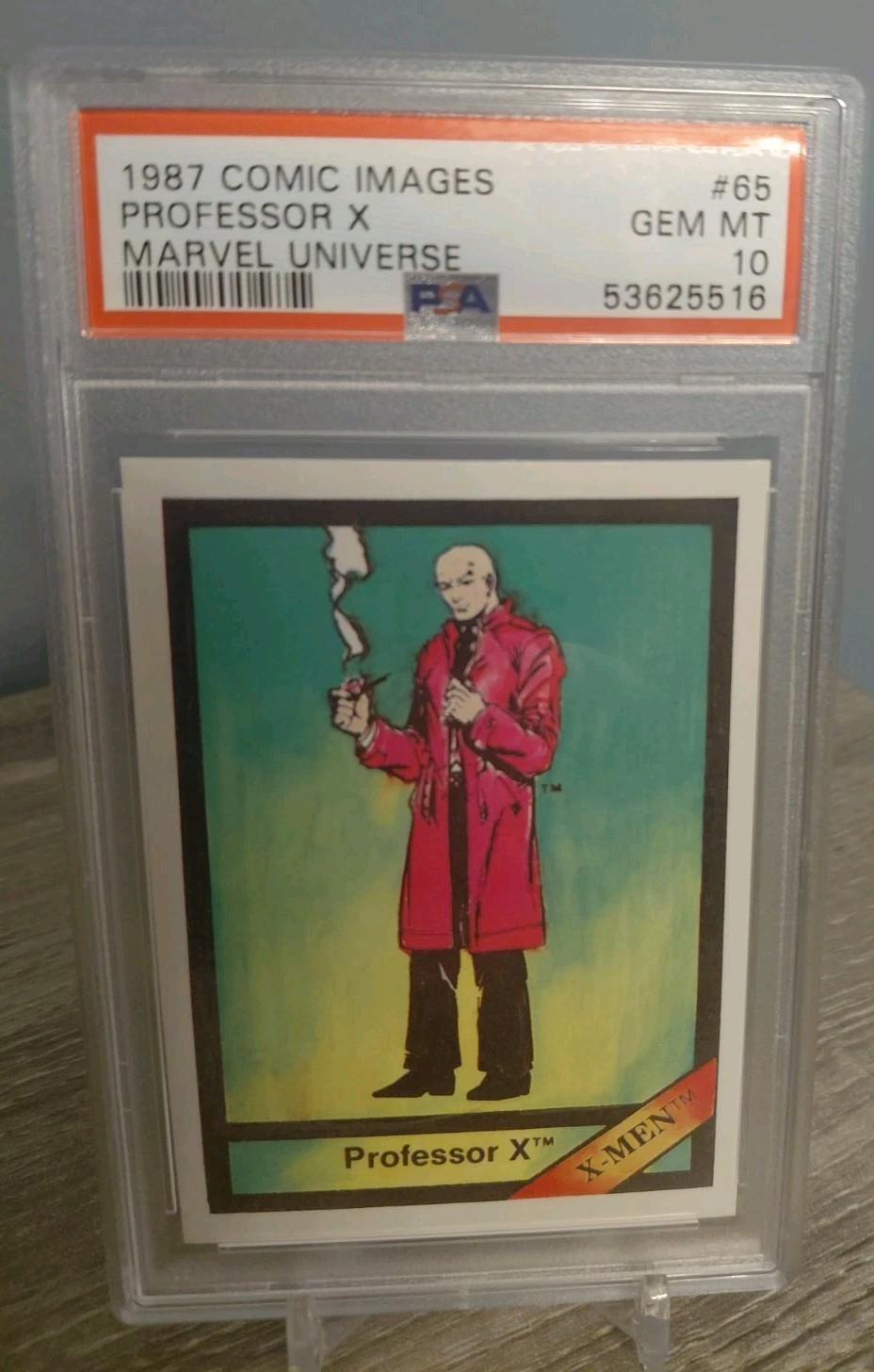 POP 1: 1987 COMIC IMAGES MARVEL UNIVERSE SERIES 1 PROFESSOR X PSA 10 #65 SMOKING