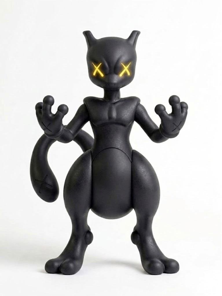 Mewtwo Custom X-Eye 3D Printed Figure Black Pokémon Collectible