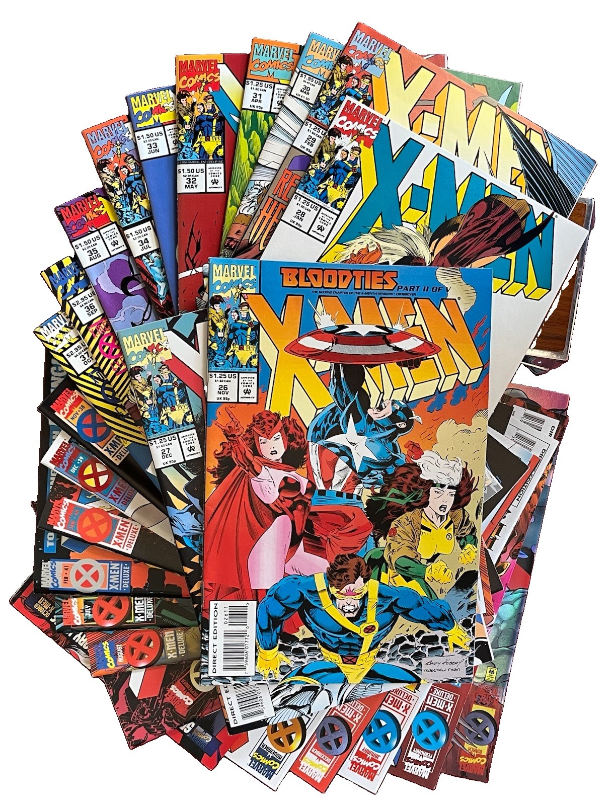 Marvel X-Men Vol 2 Comic Book Lot Issues 26-50 W/ keys & Wedding Issue 25 VF-NM