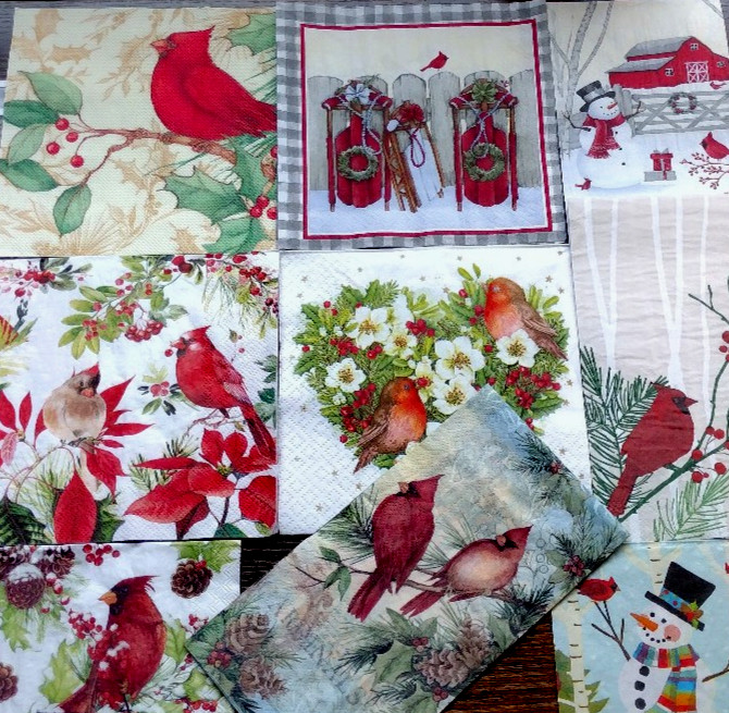 9 GORGEOUS RED BIRD CARDINAL WINTER HOLIDAY THEME Paper Napkins Decoupage BUNDLE 9 GORGEOUS RED BIRD CARDINAL WINTER HOLIDAY THEME Paper Napkins Decoupage BUNDLE
