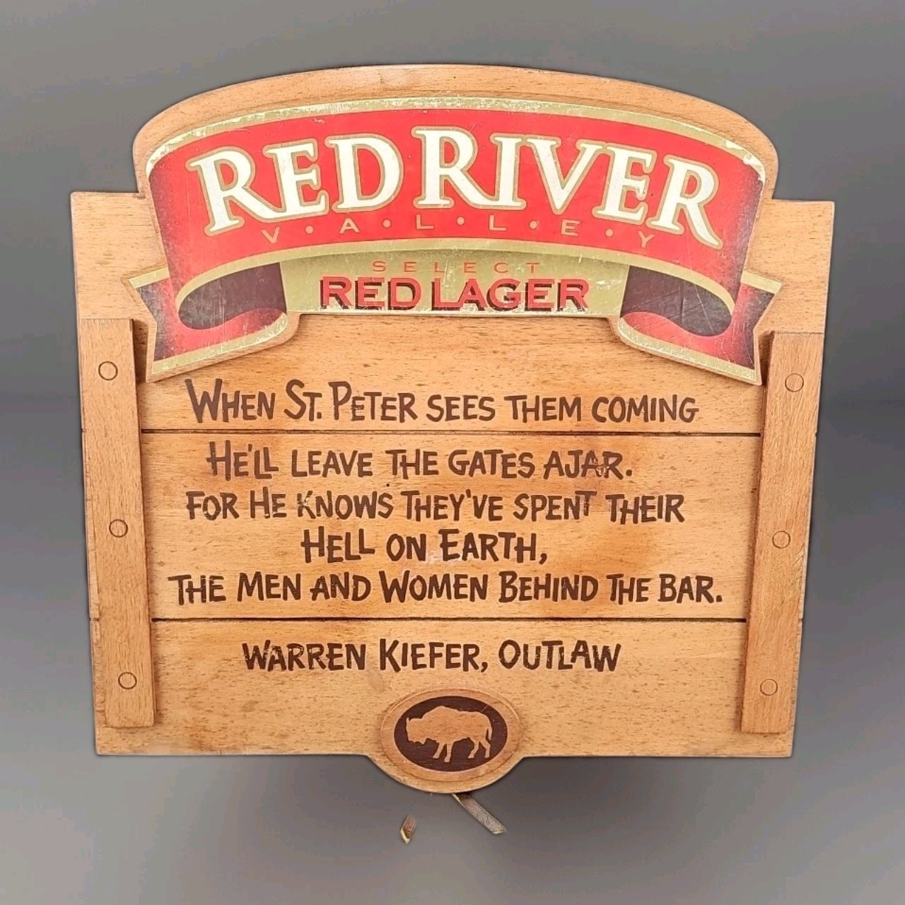 Vintage 1994 Stroh’s family Northern Plain Brewing Co Red River Valley Bar Sign
