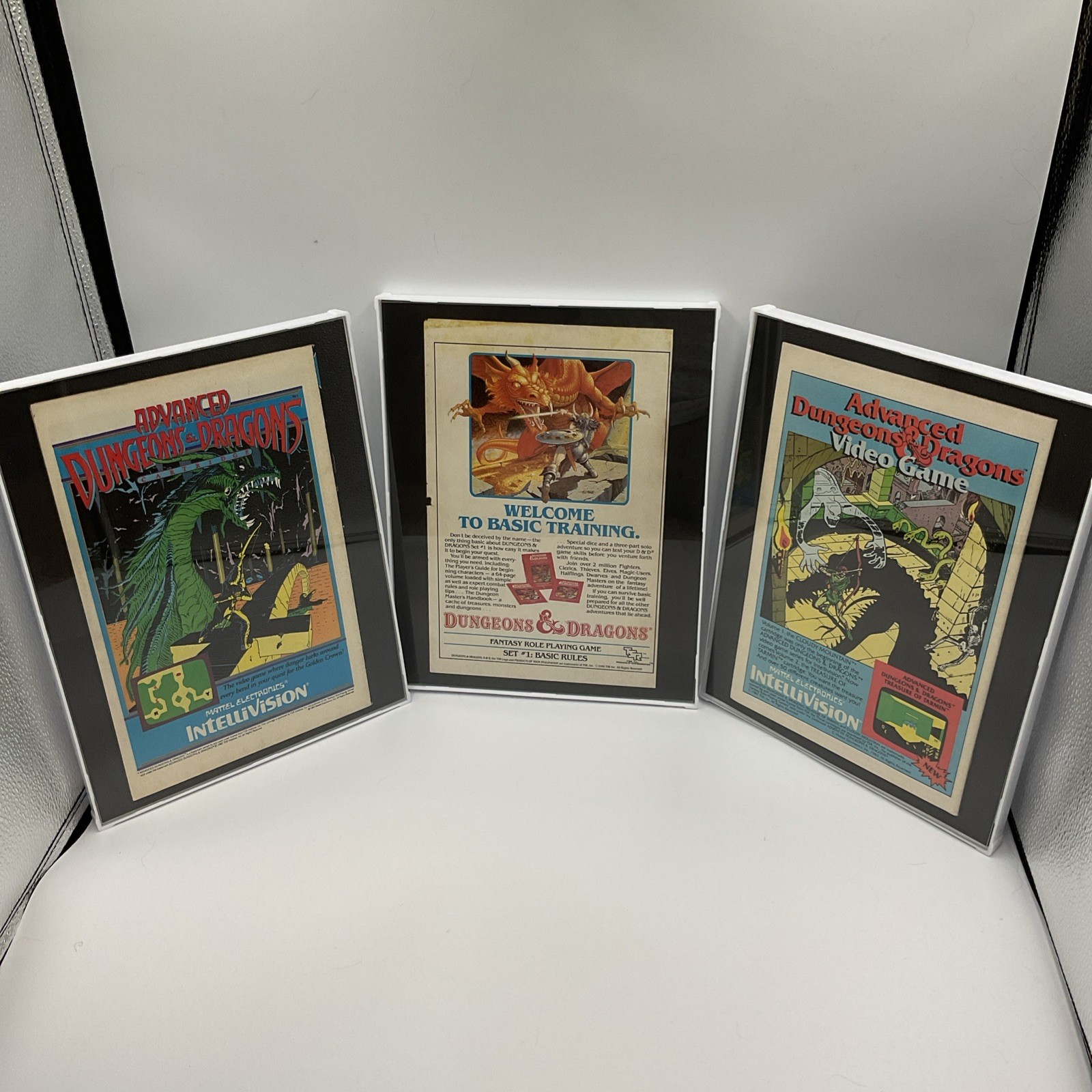 Vintage Dungeons & Dragons D&D Framed Ad Set of 3 Intellivision TSR 1980s