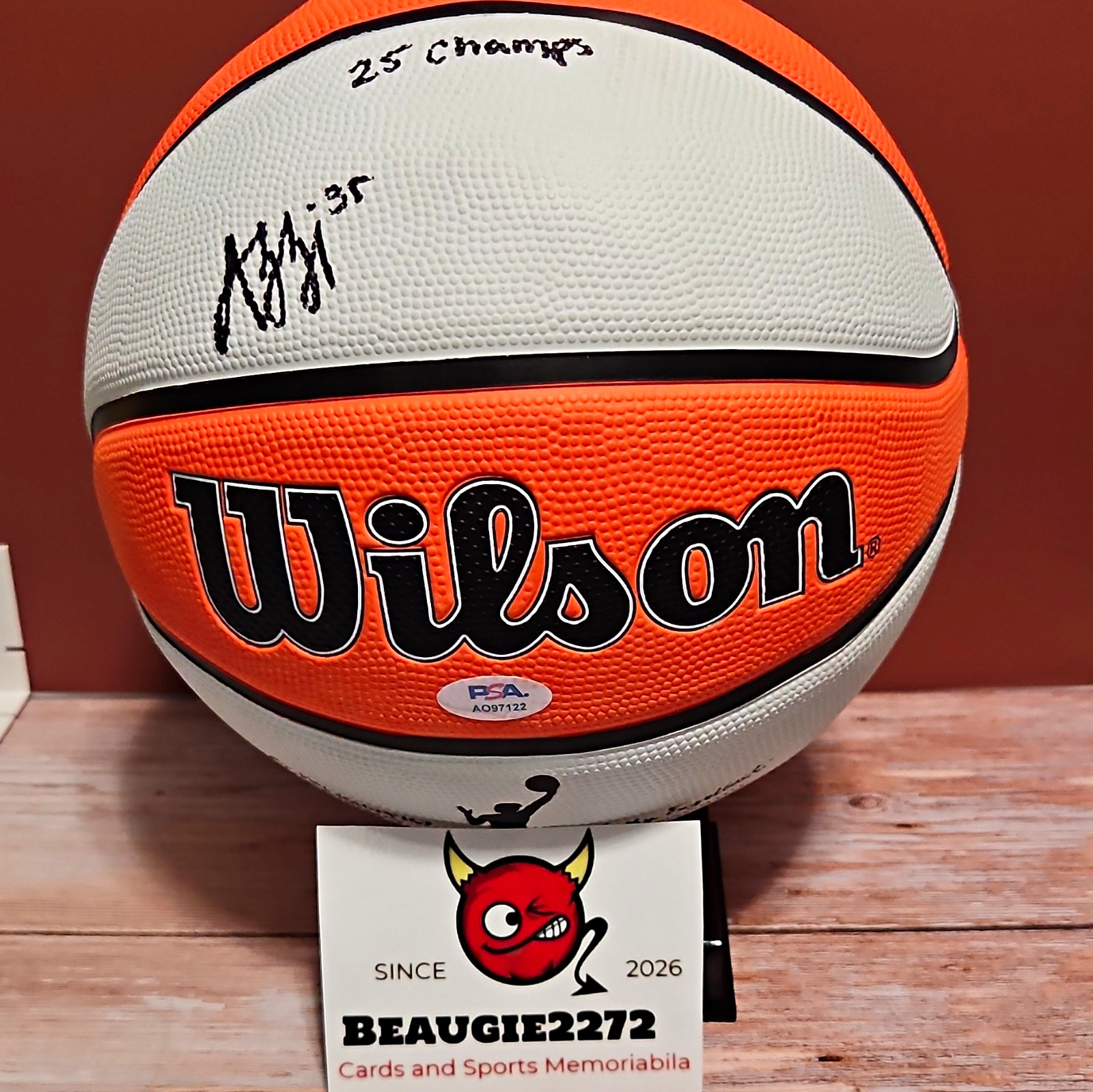 AZZI FUDD Wilson Autographed  Basketball Orange/White/Black PSA A097122