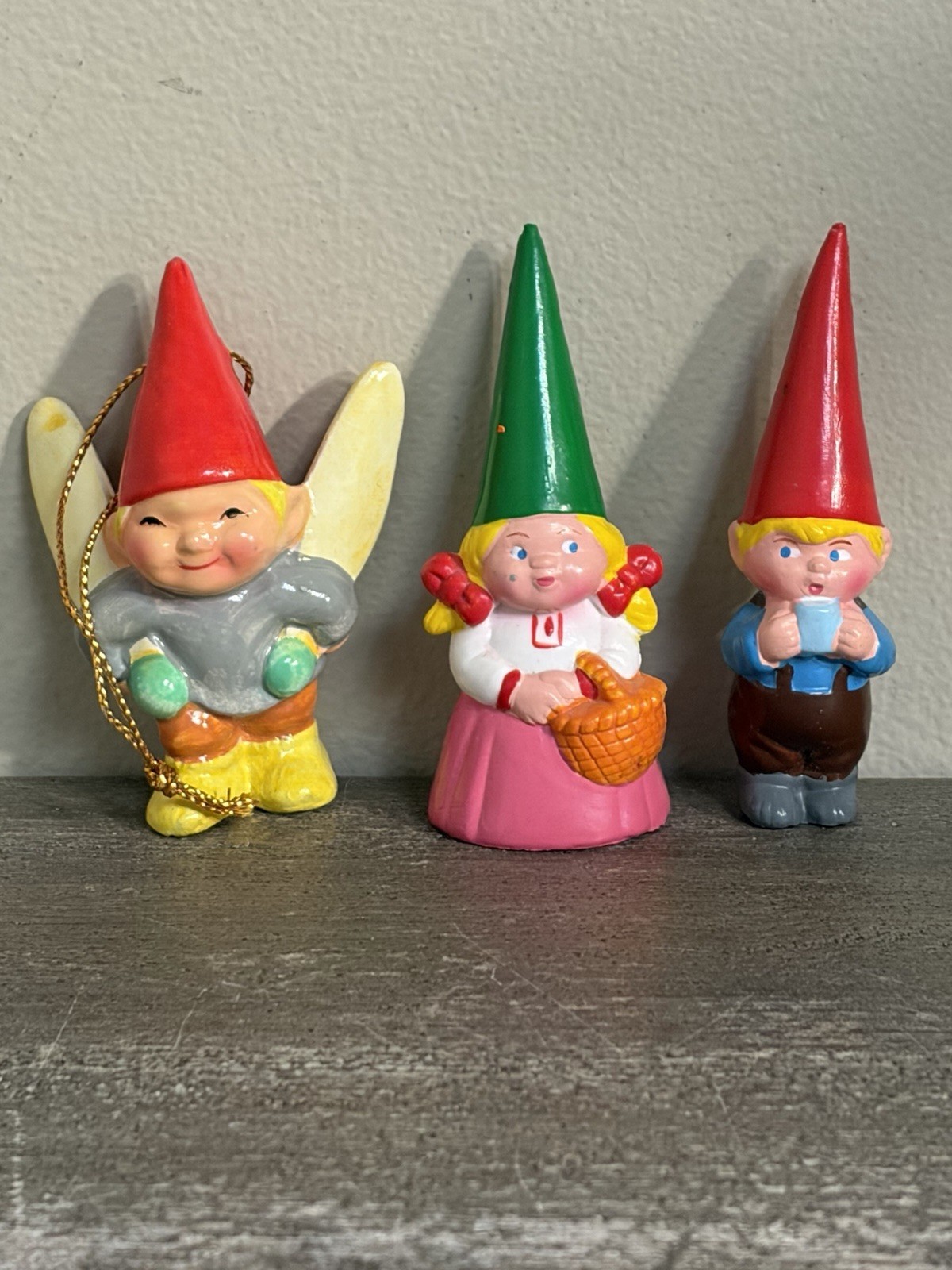 Vintage 1979 Unieboek David The Gnome Figurine Lot of 3 - Boy, Girl, & Boy Fairy