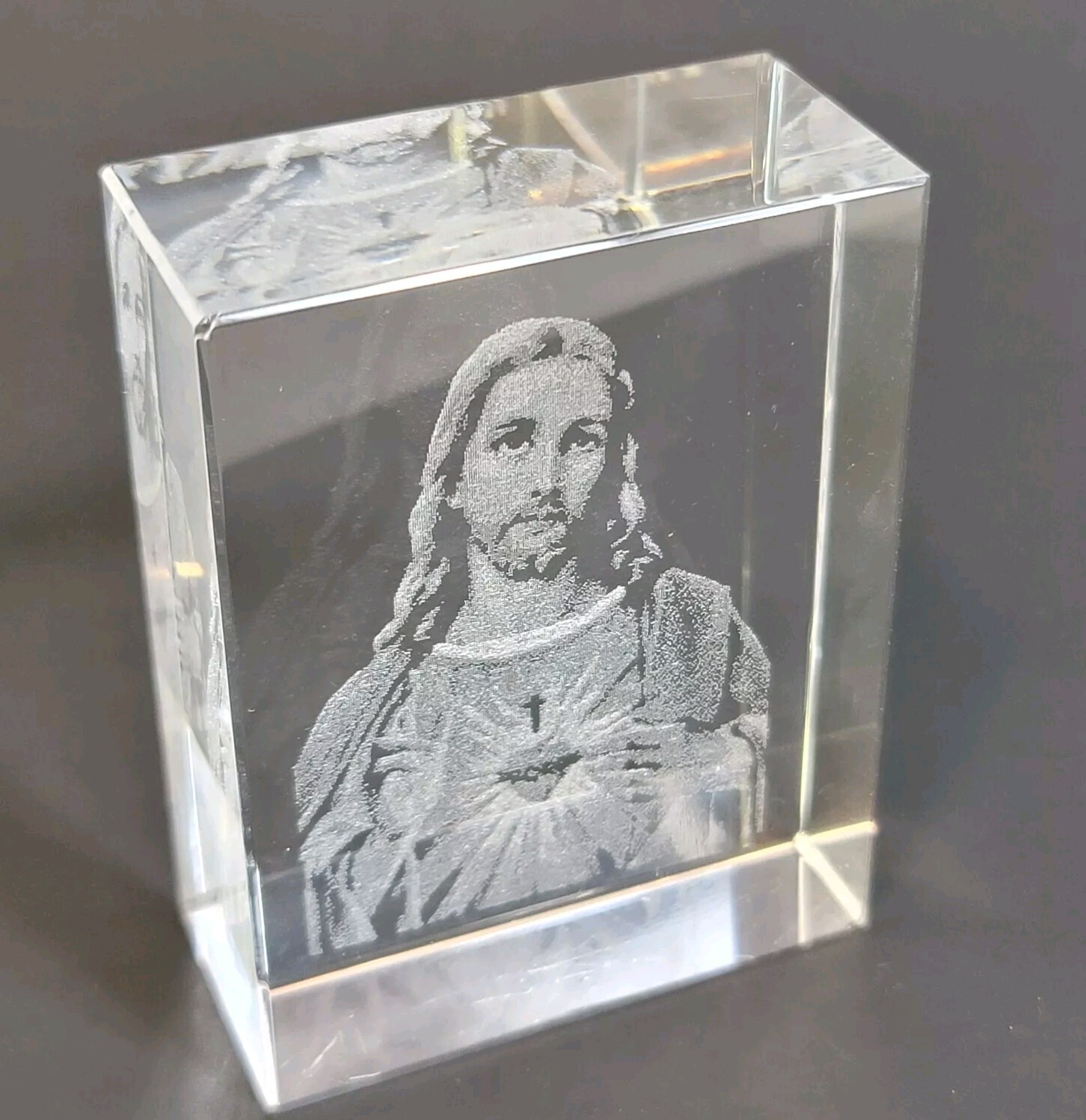 Laser Etched Crystal Glass Paperweight 