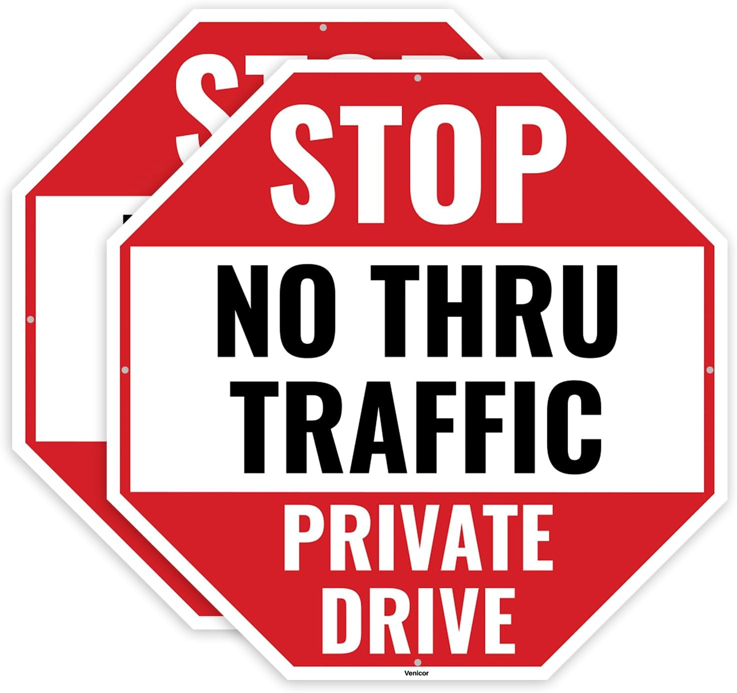 2PC No Thru Traffic Private Drive Sign, 12 X 12 Inches - Aluminum - No throug... 2PC No Thru Traffic Private Drive Sign, 12 X 12 Inches - Aluminum - No throug...