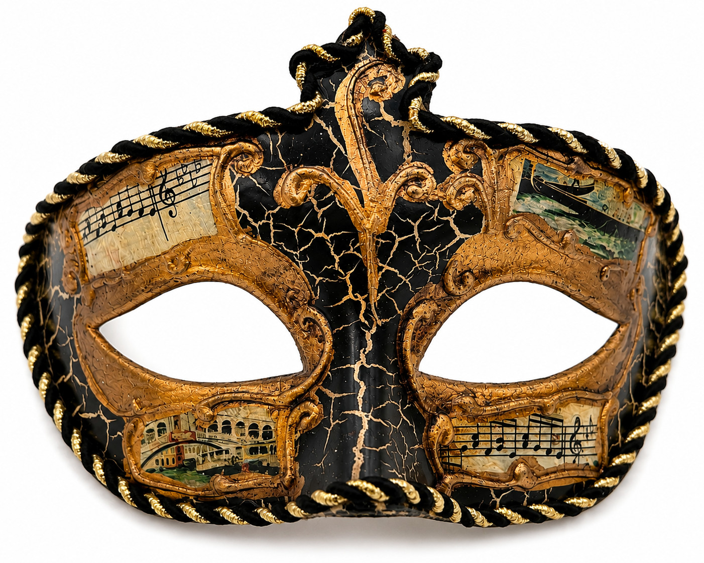 Nocturne di Venezia Venetian Masquerade Mask Black Gold Papier Mache Mardi Gras Nocturne di Venezia Venetian Masquerade Mask Black Gold Papier Mache Mardi Gras
