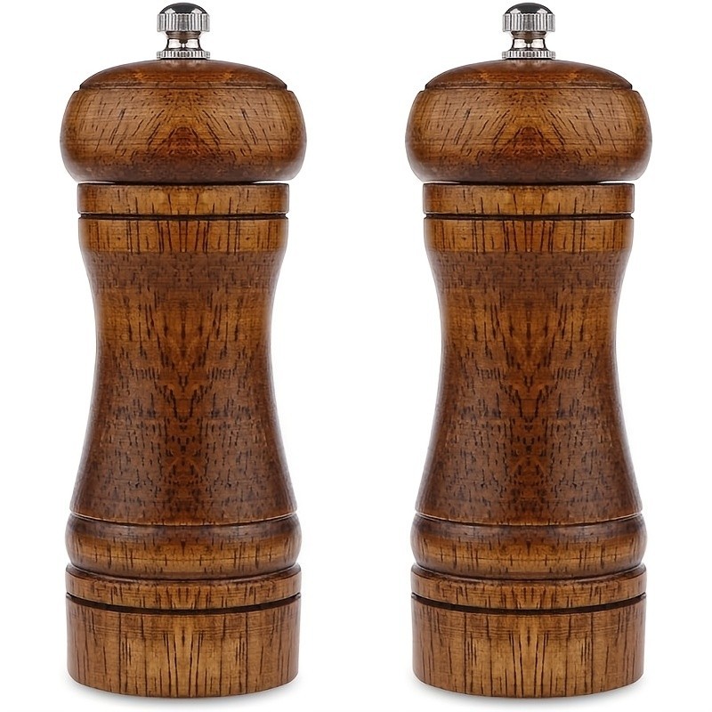 2pcs Wooden Pepper Grinder | Wooden Salt Mill Pepper Shaker Vintage Style