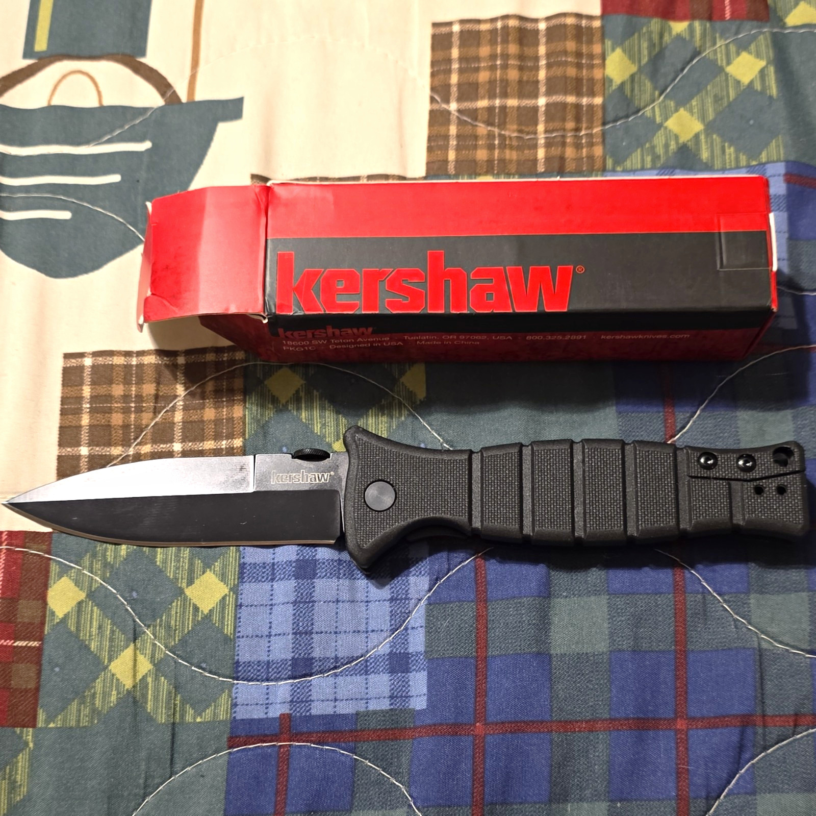 Kershaw XCOM 3425 Assisted Black Pocketknife SS Plain Clip Point Liner Clip