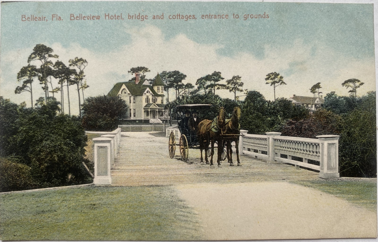 Belleview Hotel Bridge & Cottages Entrance to Grounds Belleair, Florida Postcard