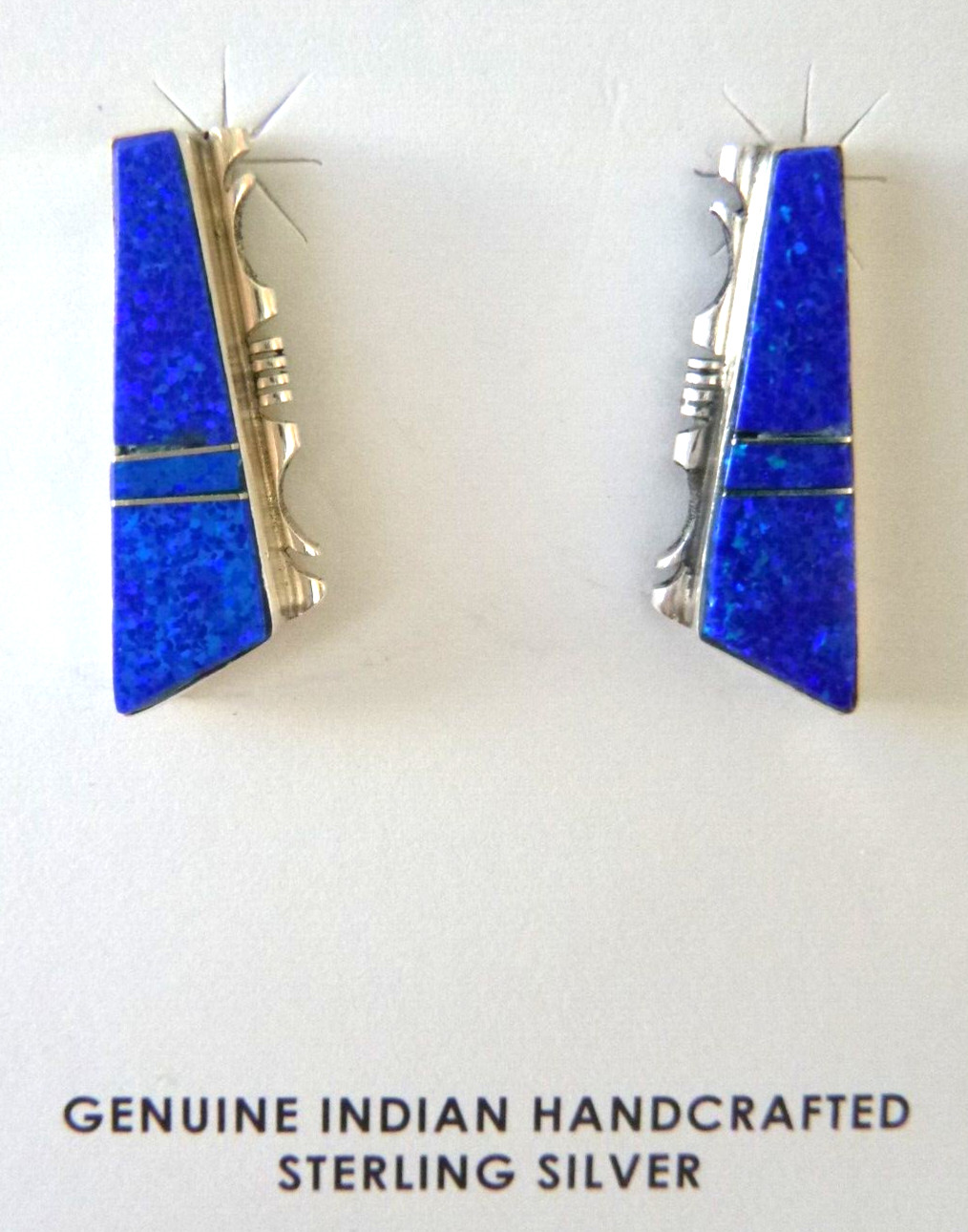 NWT Navajo Steve Francisco Blue Opal Earrings 925 Sterling Silver 1 1/8\ NWT Navajo Steve Francisco Blue Opal Earrings 925 Sterling Silver 1 1/8\