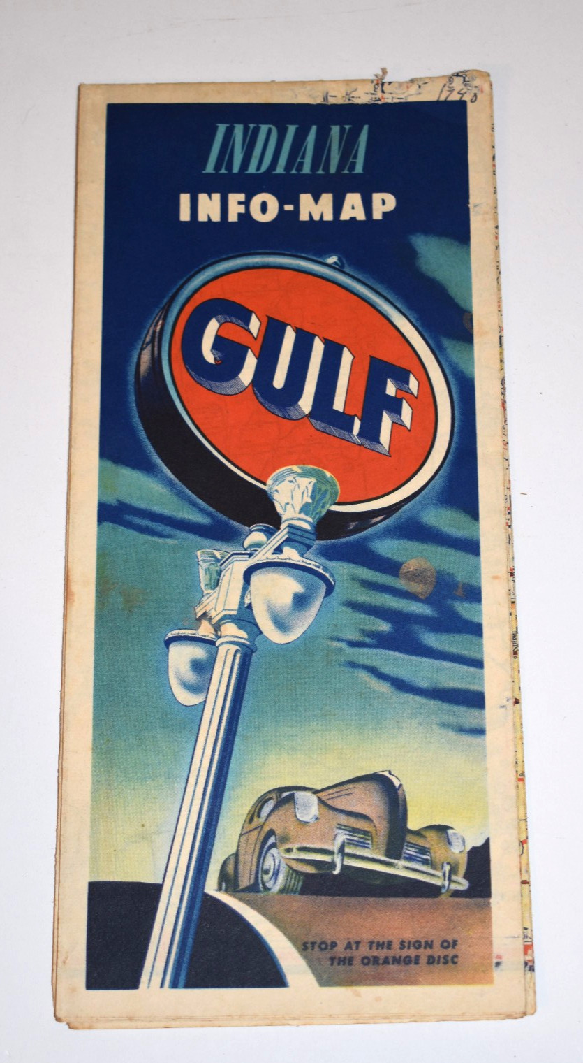 Vtg 1940 Gulf Oil Co. Road Map - Indiana