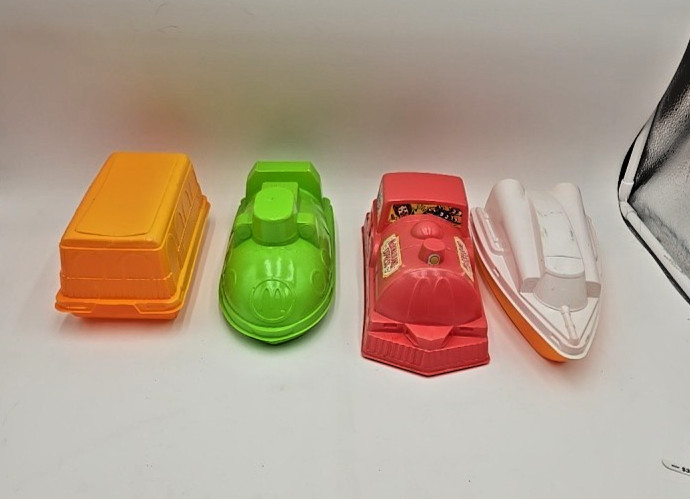 Vintage 1982 McDonaldland Express Train Boat Bus Submarine Food Containers Set 4