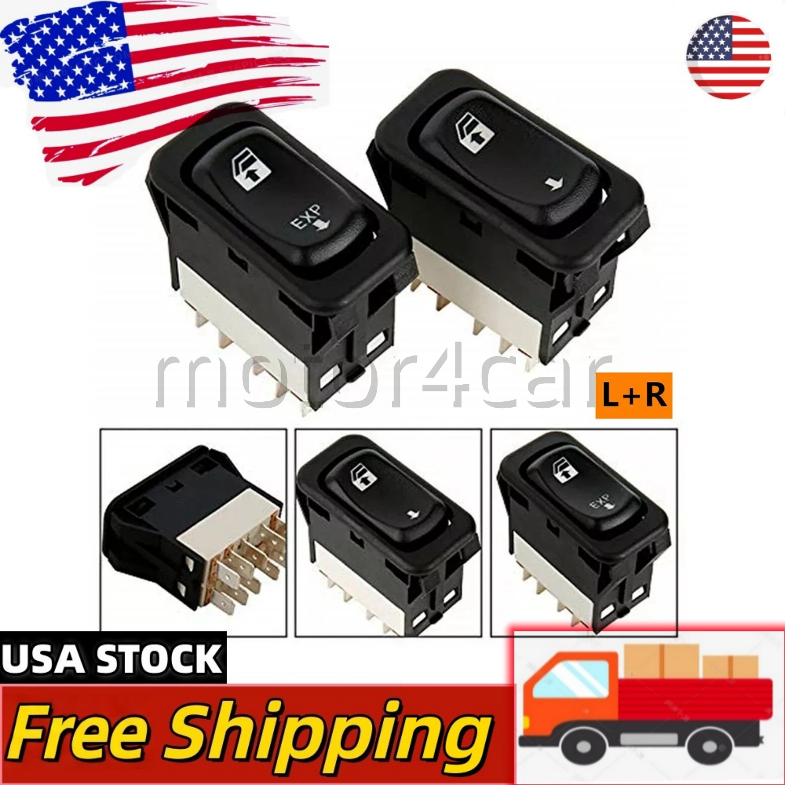 Both Driver & Passenger Side Window Switch Fit for Freightliner Black