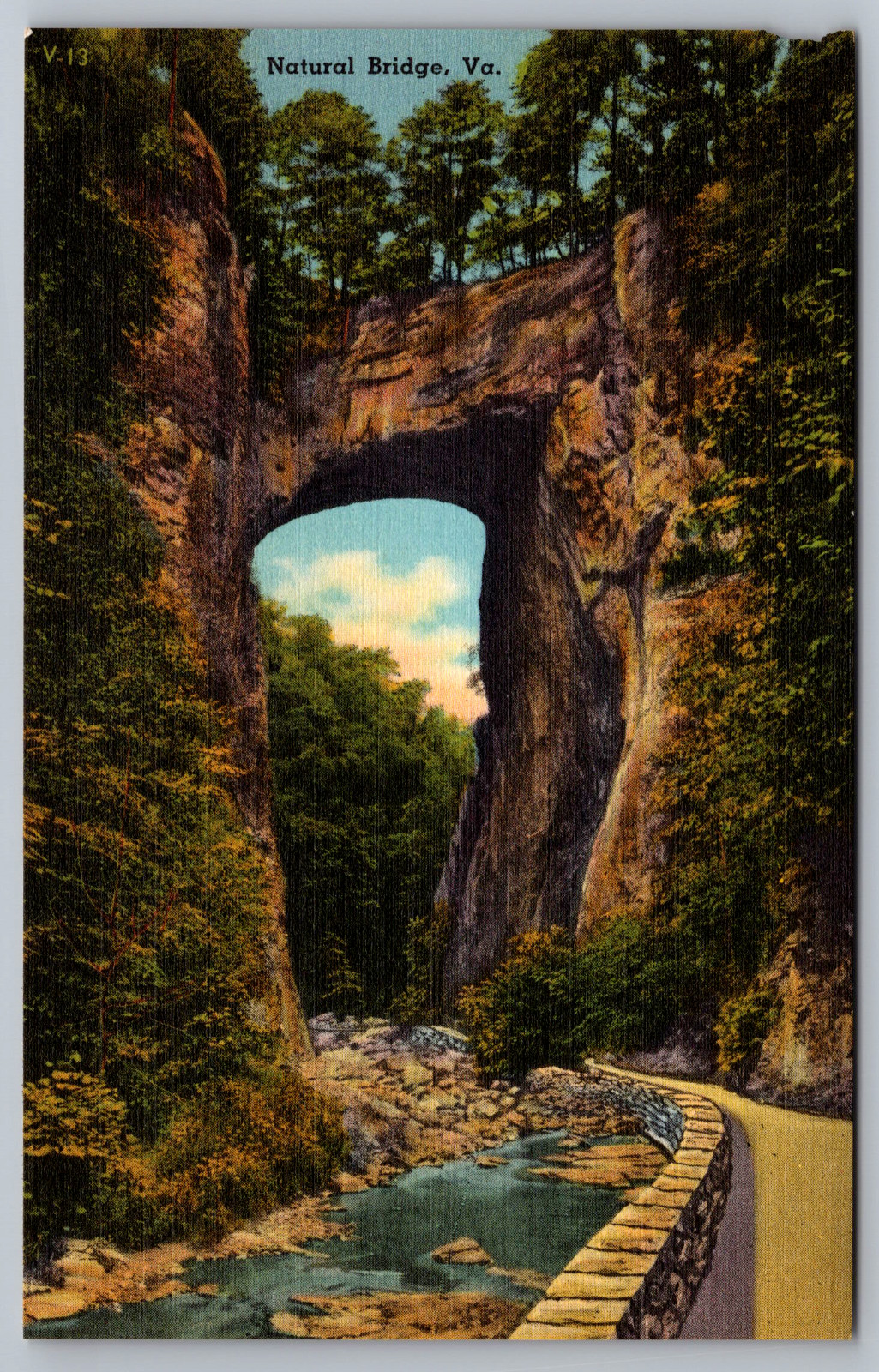 Postcard Natural Bridge Virginia Linen Wonder of the World
