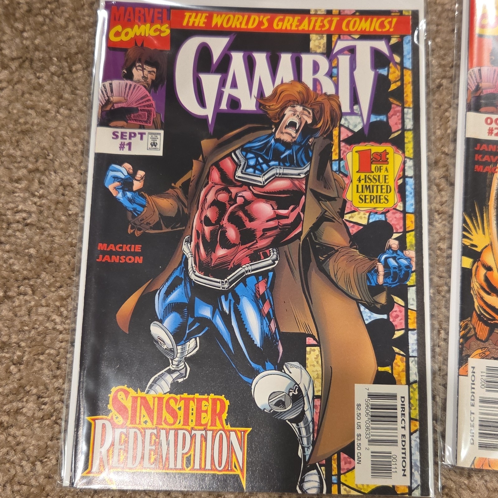 Marvel Comics Gambit #1-4 (1993) Limited Series Direct Edition Comic Lot