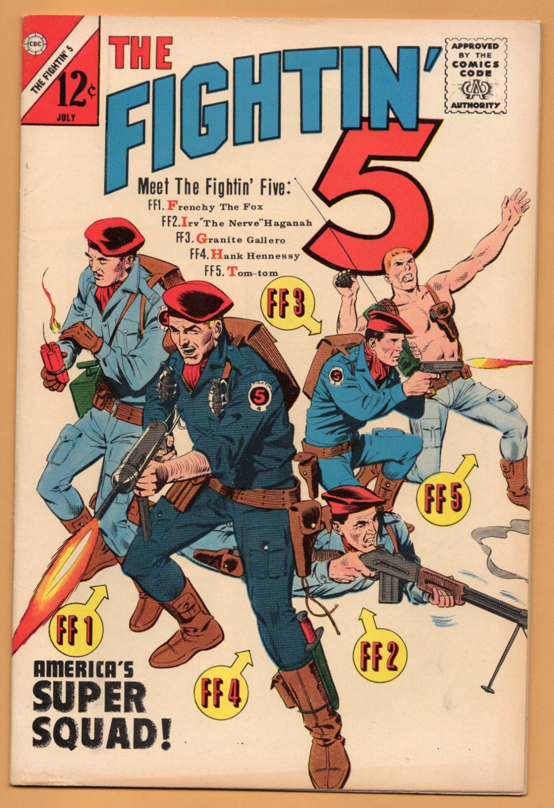 THE FIGHTIN` FIVE  #28     8.5       VERY FINE+    1`ST APPEARANCE
