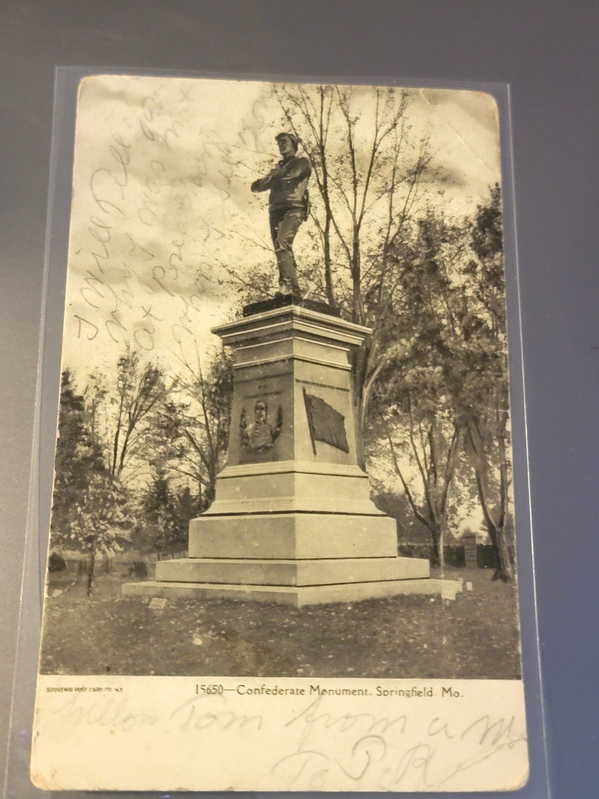 Confederate Monument Springfield MO Undivided Back Postcard Posted