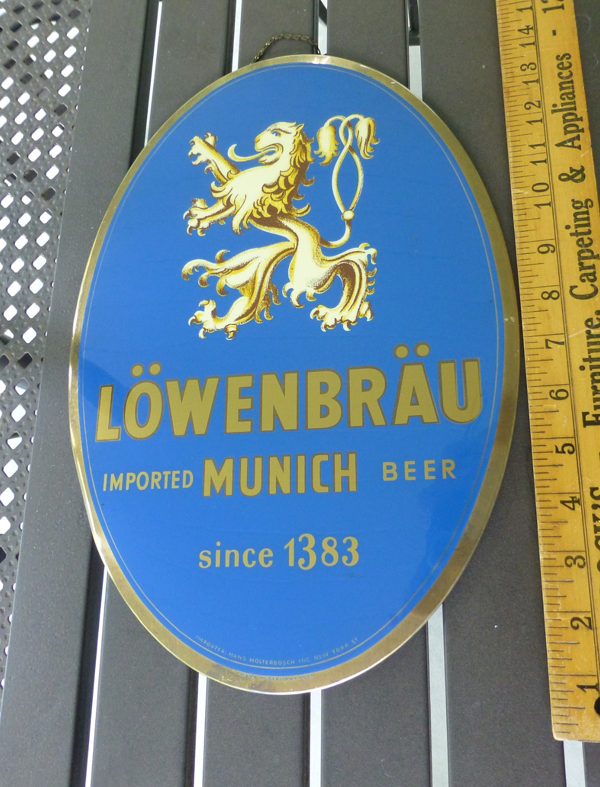 Vintage 1950\'s Lowenbrau Imoglas Beer Sign ~Made Germany Bar Display