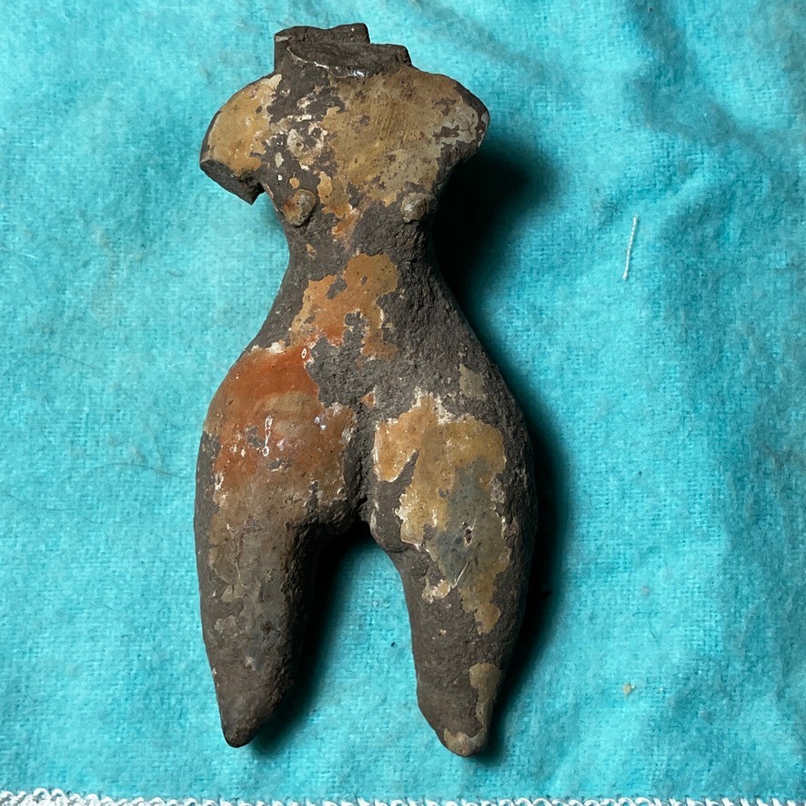 Pre-Columbian Style Clay Fertility Figure Torso Primitive Sculpture