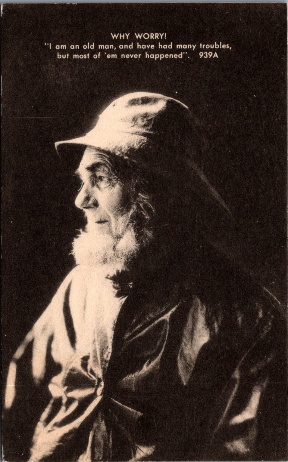 Vintage WHY WORRY Old Man Quote American Art Post Card Co. RPPC Vintage WHY WORRY Old Man Quote American Art Post Card Co. RPPC