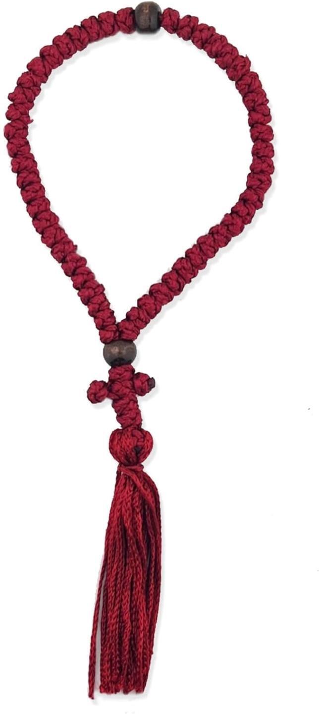 50 Knots Orthodox Burgundy Prayer Knot Rope With Cross Made in Lebanon 7.25 In 50 Knots Orthodox Burgundy Prayer Knot Rope With Cross Made in Lebanon 7.25 In