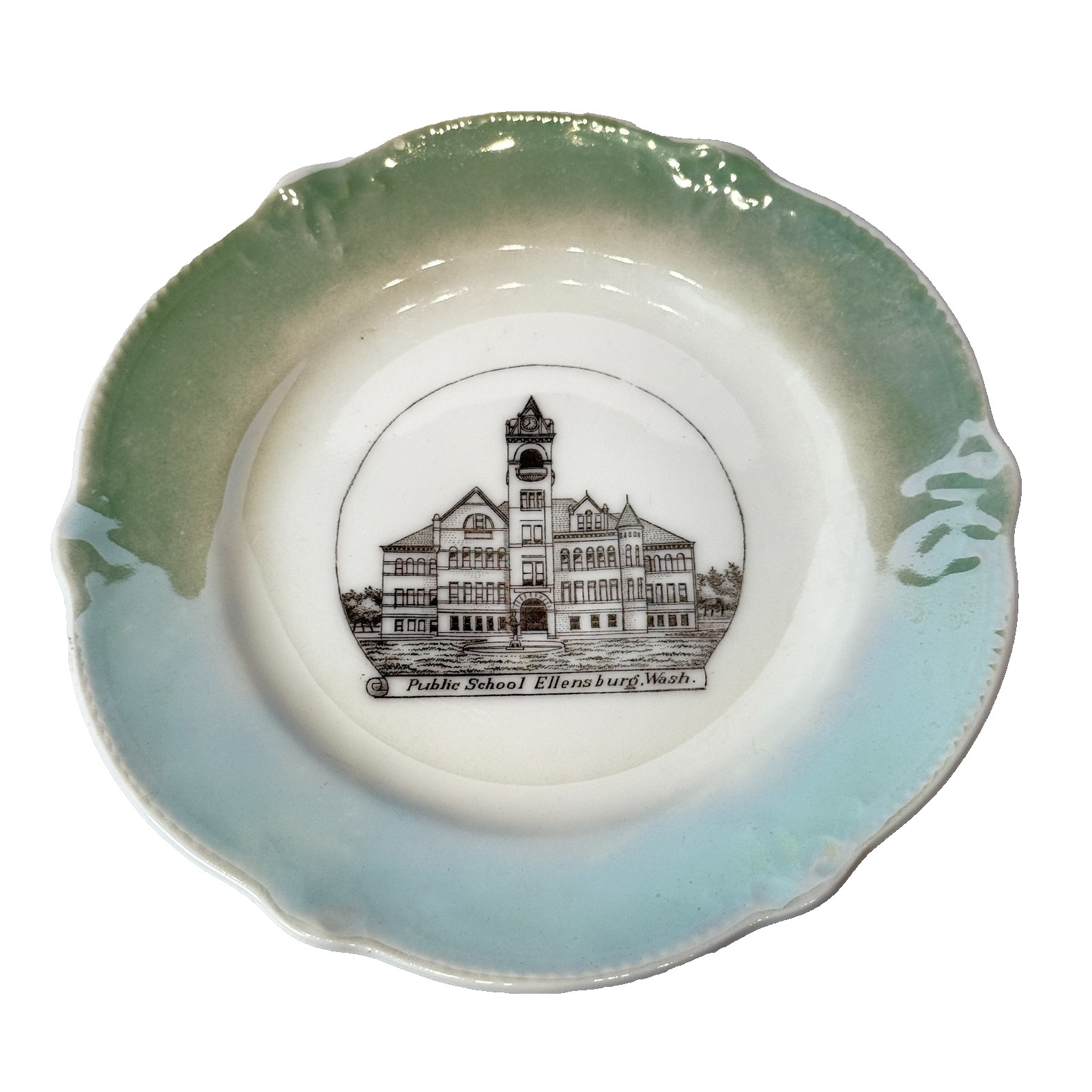 ELLENSBURG Public School WA WASHINGTON Antique Souvenir RARE China Dish Plate