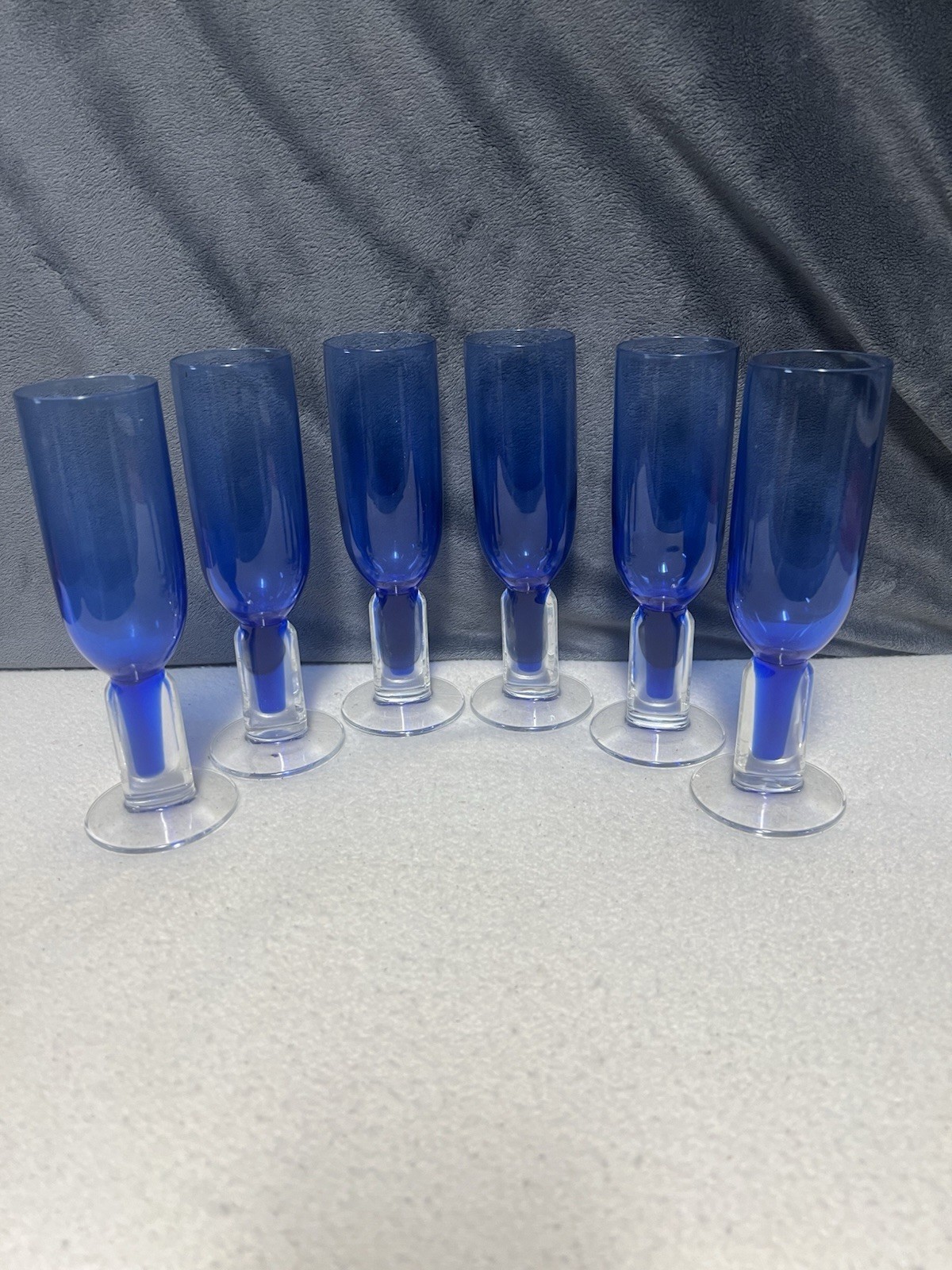 Vtg Bormioli Rocco “Into The Blue” Italian Champagne Flutes 8oz 8” Tall