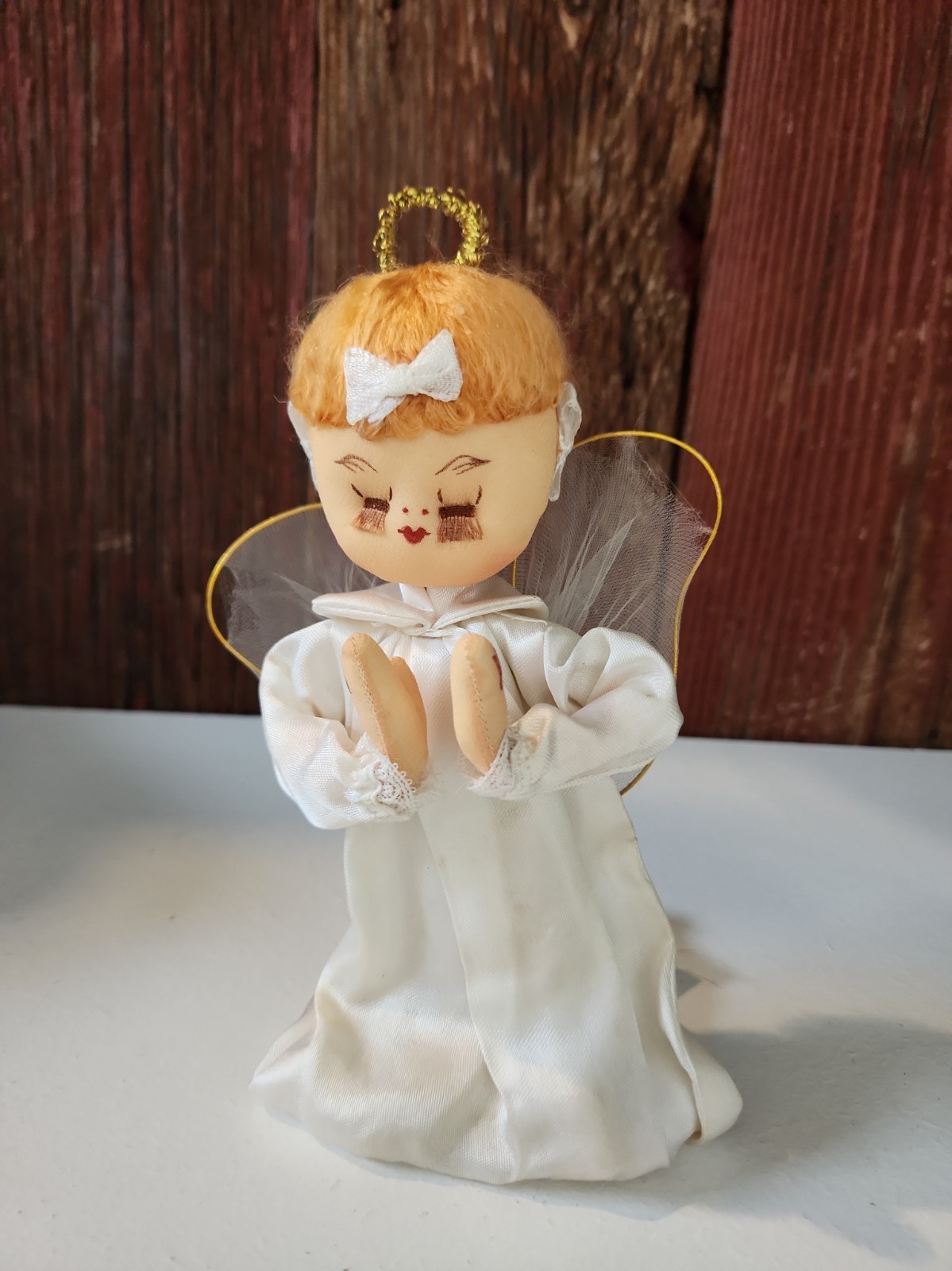 Vtg 1960s Angel, Fabric,Gold Wings, Halo MCM Holiday, Christmas, Vtg 1960s Angel, Fabric,Gold Wings, Halo MCM Holiday, Christmas,