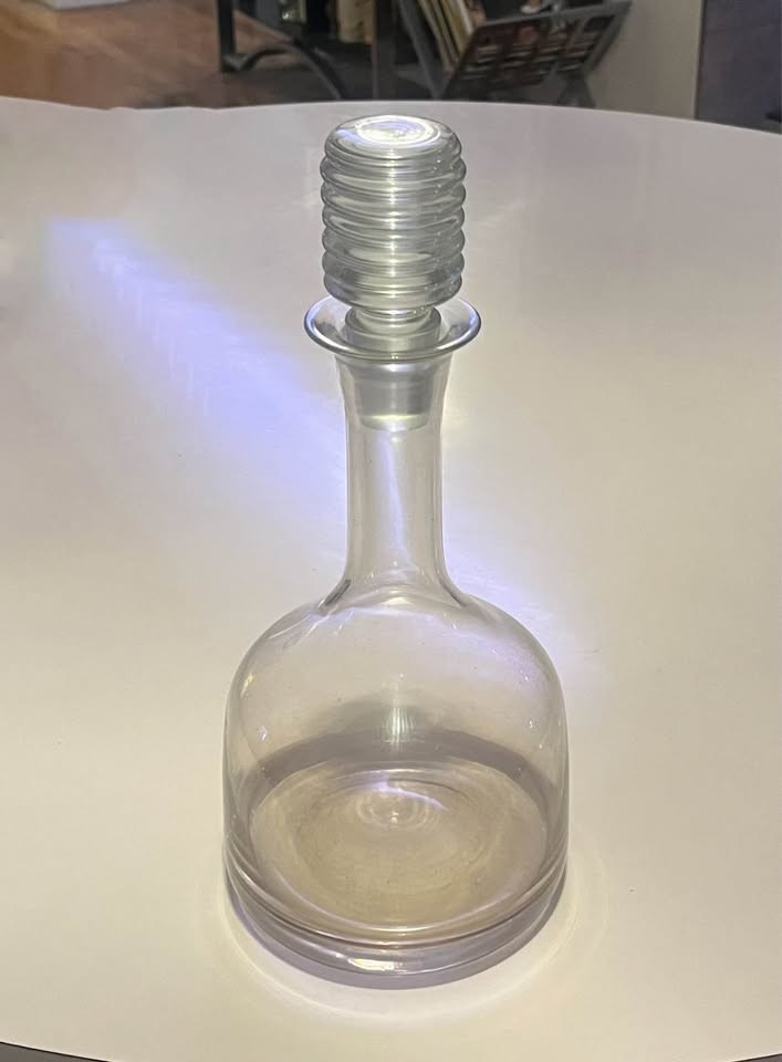 Vintage Ribbed Mid-Century MCM Postmodern Wine Decanter Bottle