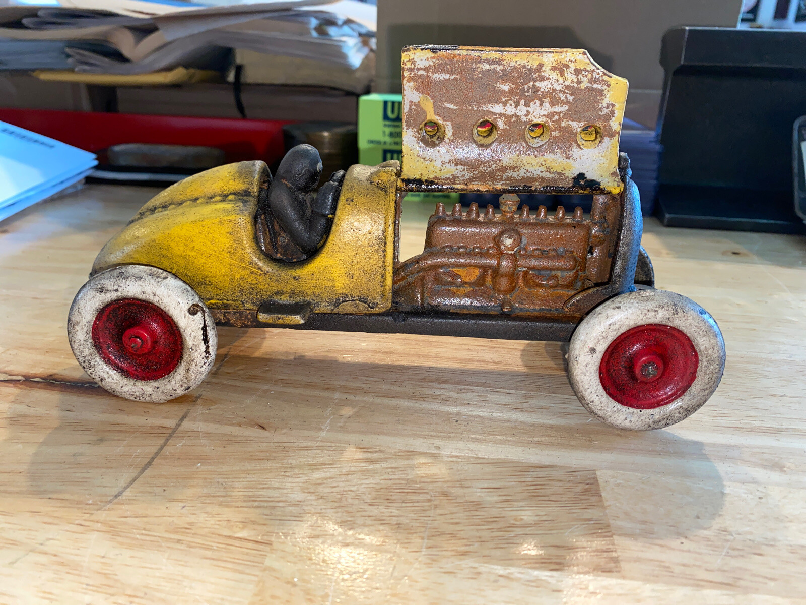 Cast Iron Race Car Toy Patina Oil Gas NASCAR HOTROD Collector Racing Auto GIFT