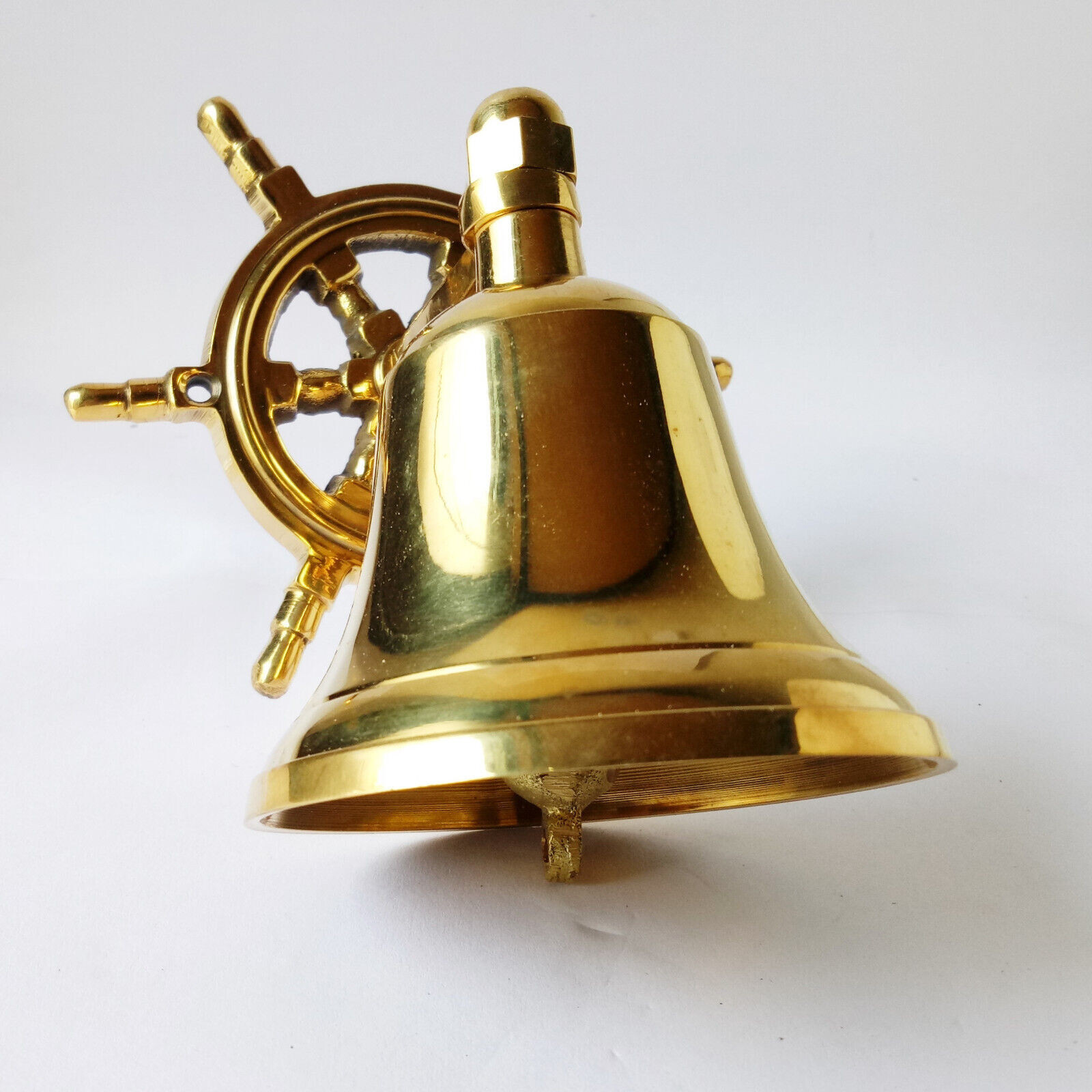 Brass Anchor Ship Bell w/ Bracket & Chain Lanyard ~ Nautical Maritime Wall Decor
