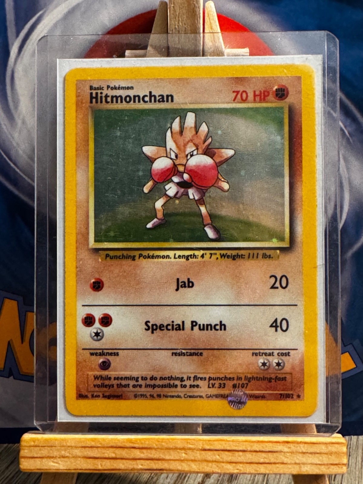 Hitmonchan Pokemon TCG Base Set Unlimited 1999 Holo 7/102 Rare NM or Better