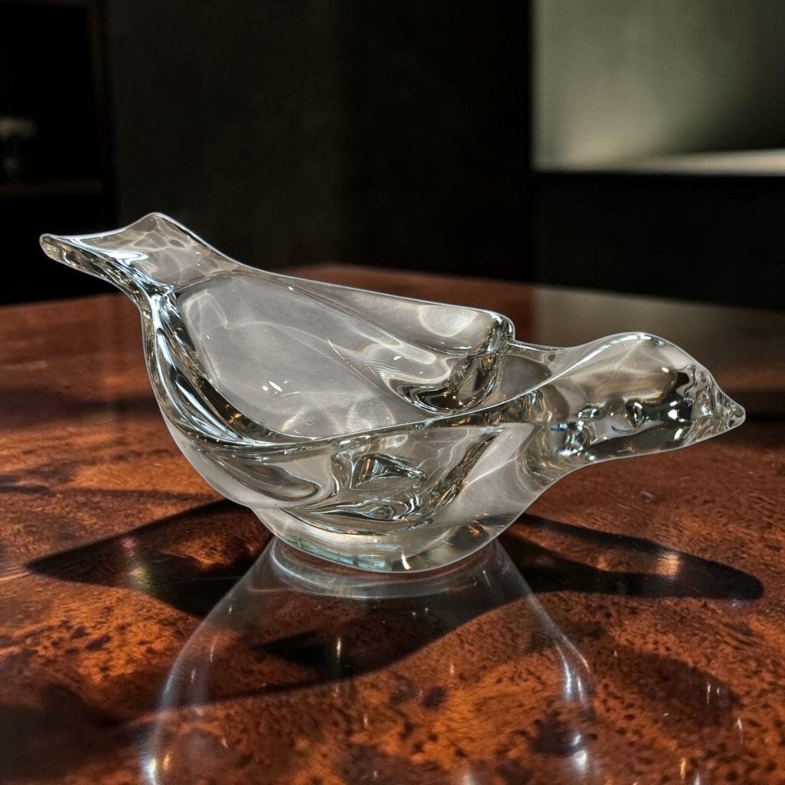 Crystal Dove Bird Candy Trinket Dish Bowl Vintage MCM