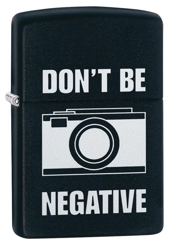 Zippo Don\'t Be Negative Black Matte Windproof Pocket Lighter, 218-064114