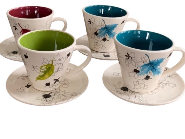 Starbucks Vintage Set Of 4 Cups & Saucers 2007 