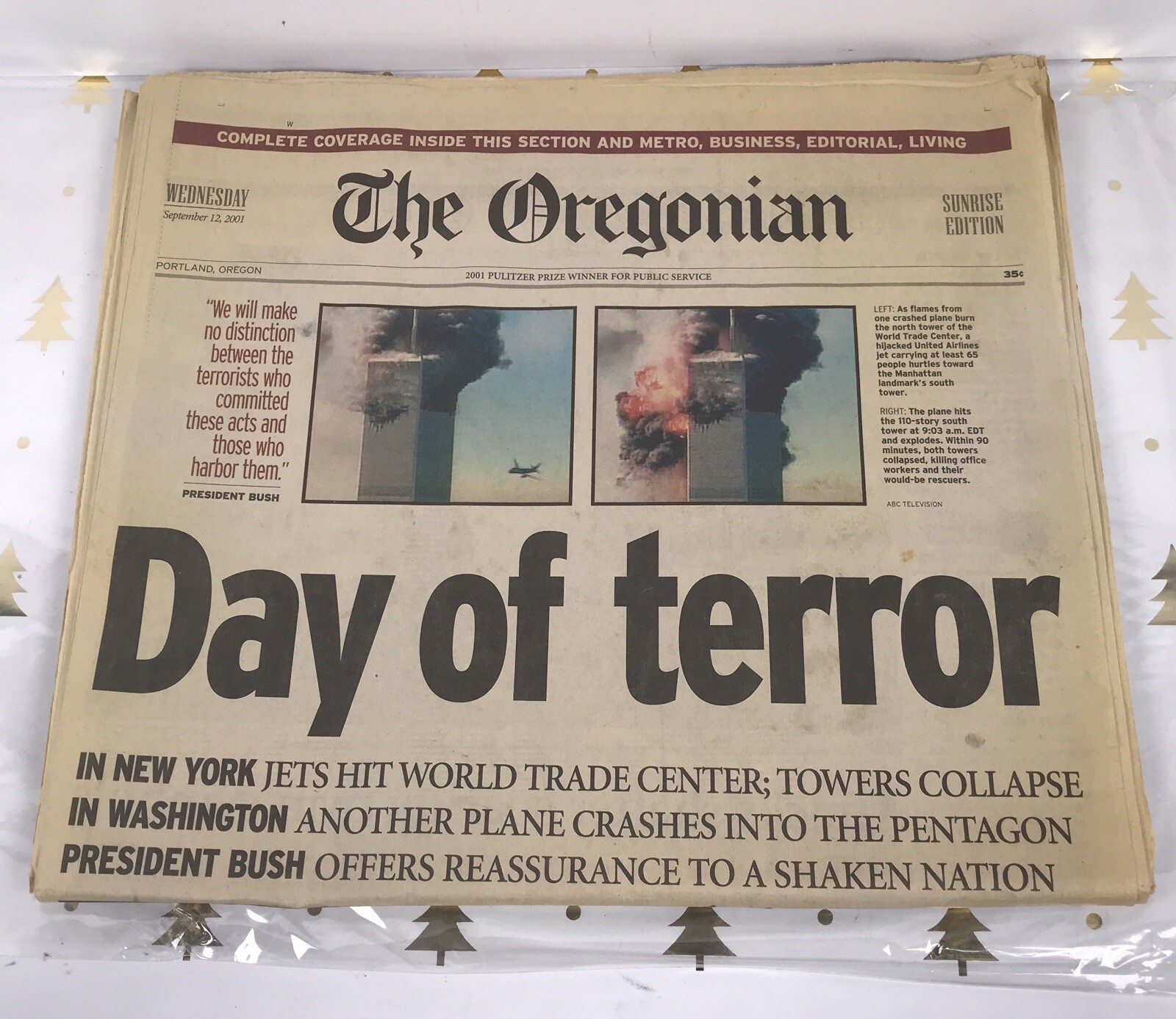 The Oregonian 09/12/2001 Newspaper Complete September 11 09/11 Day of Terror 
