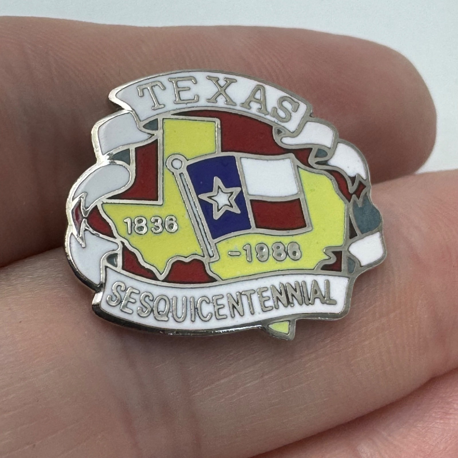 1986 Texas Sesquicentennial Lapel Pin State Flag Vintage Enamel