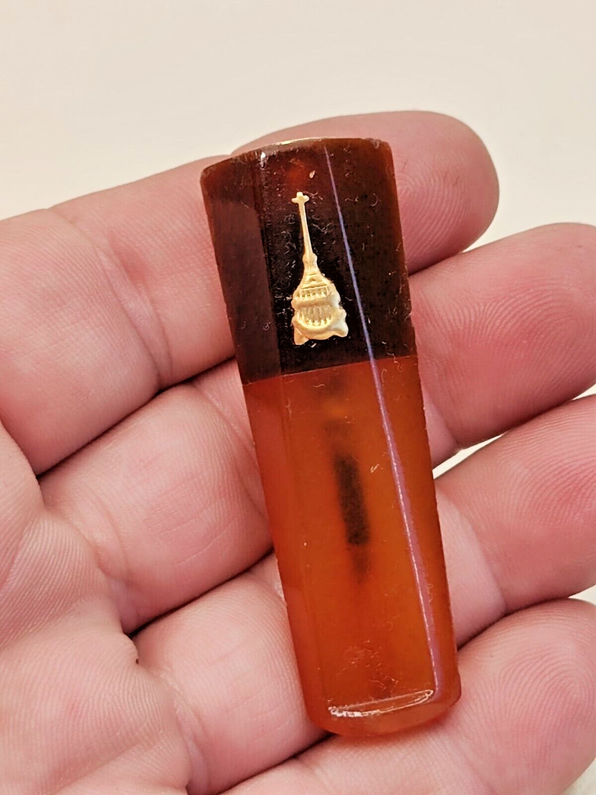 Vintage Soviet Pressed Baltic Amber gilded Cigarette Holder Mouthpiece