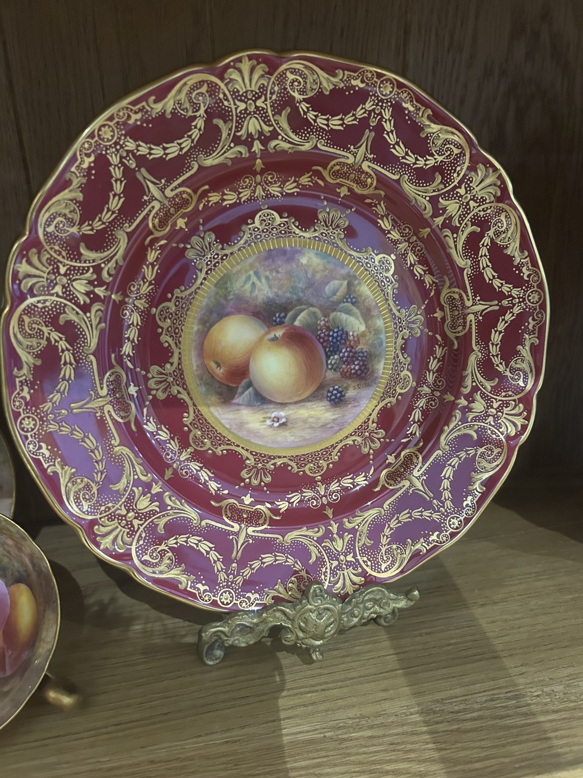 Royal Worcester Painted Fruit Cabinet Plate Signed James skerrett 