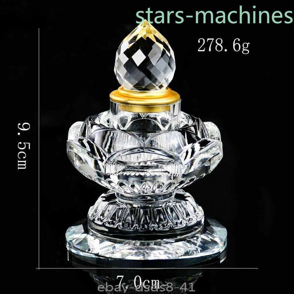 3.7inch Buddhism Zen Lotus Sarira Pagoda Bodhi Crystal Faceted Prism Urn
