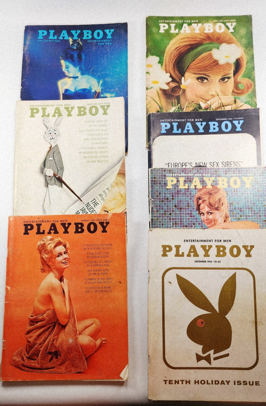 Playboy Magazine Vintage Collection  7 Issues of year 1963