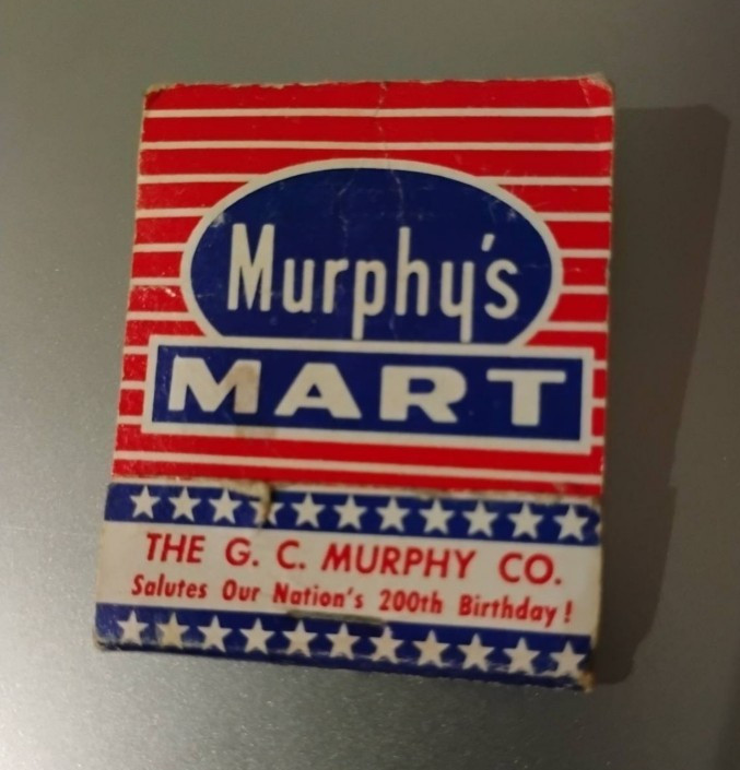 Vtg Murphy\'s Mart G.C. Murphy Co USA Bicentennial 1776-1976 Matchbook