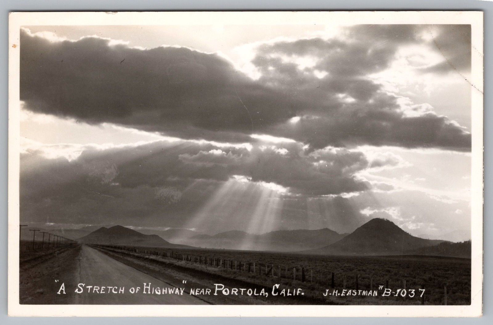 RPPC A Stretch of Highway near Portola CA California Postcard RPPC A Stretch of Highway near Portola CA California Postcard