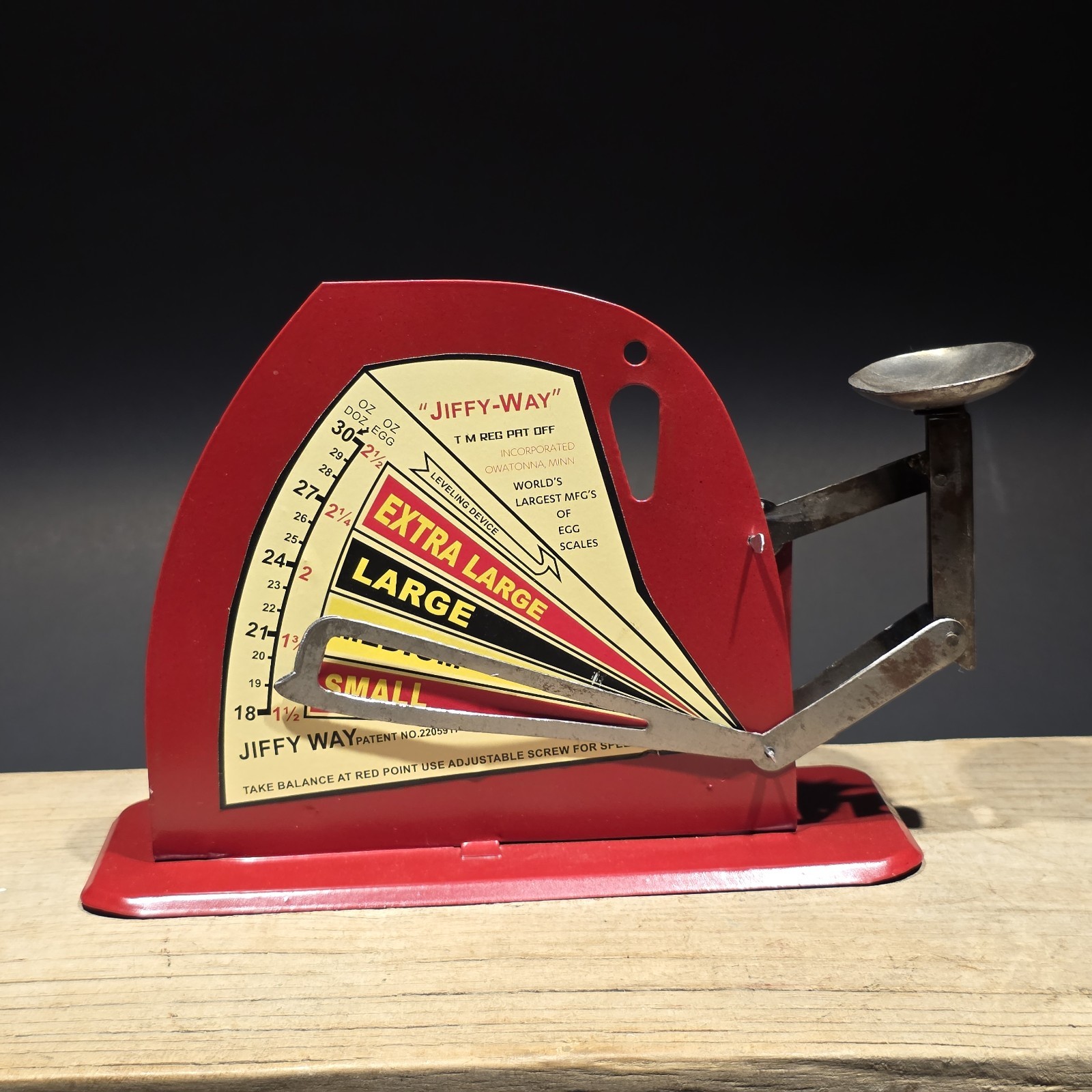 Jiffy-Way Egg Scale Vintage Red Metal Farmhouse Kitchen Scale