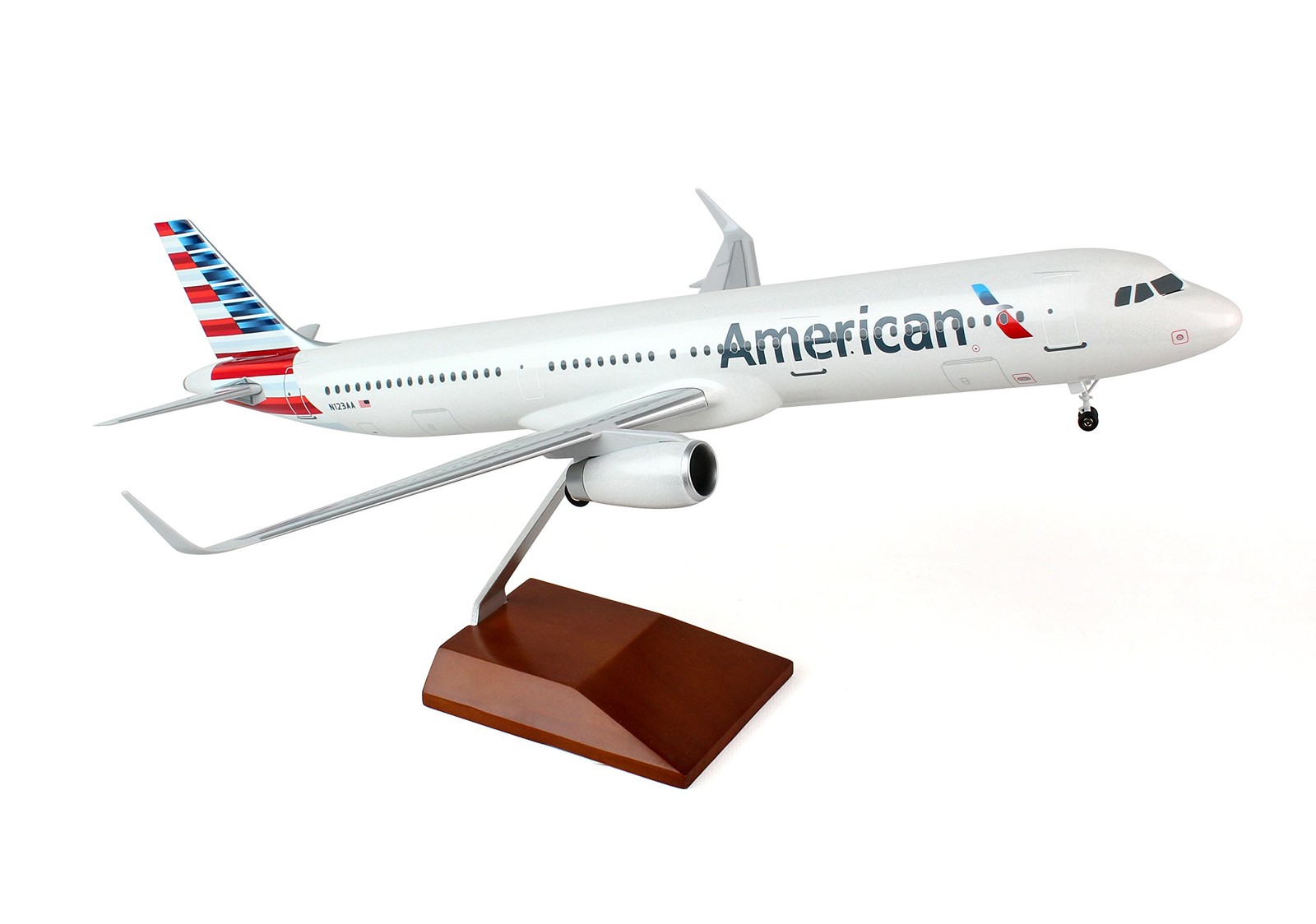 Sky Marks American Airlines A321neo 1/100 Scale Model Airplane Wood Stand