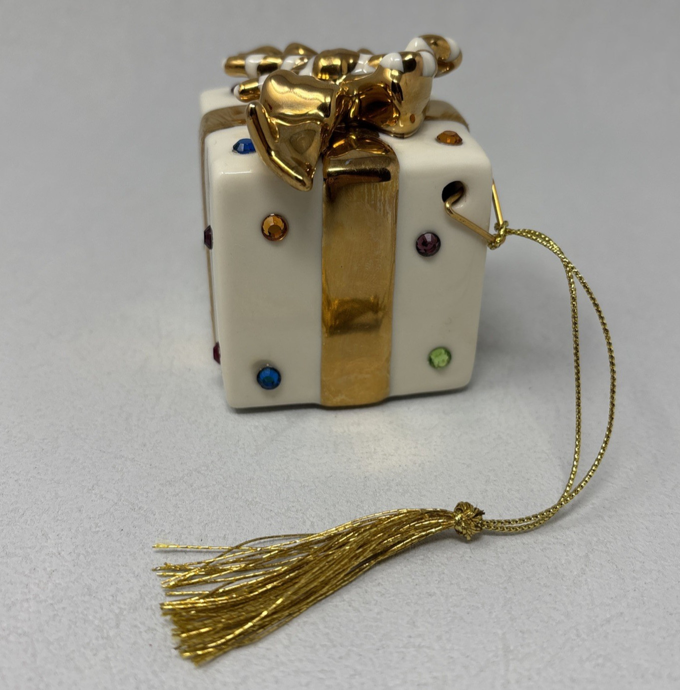 VTG Lenox Jeweled Gift Box Present Porcelain Ornament 2003 Annual Holiday Gems