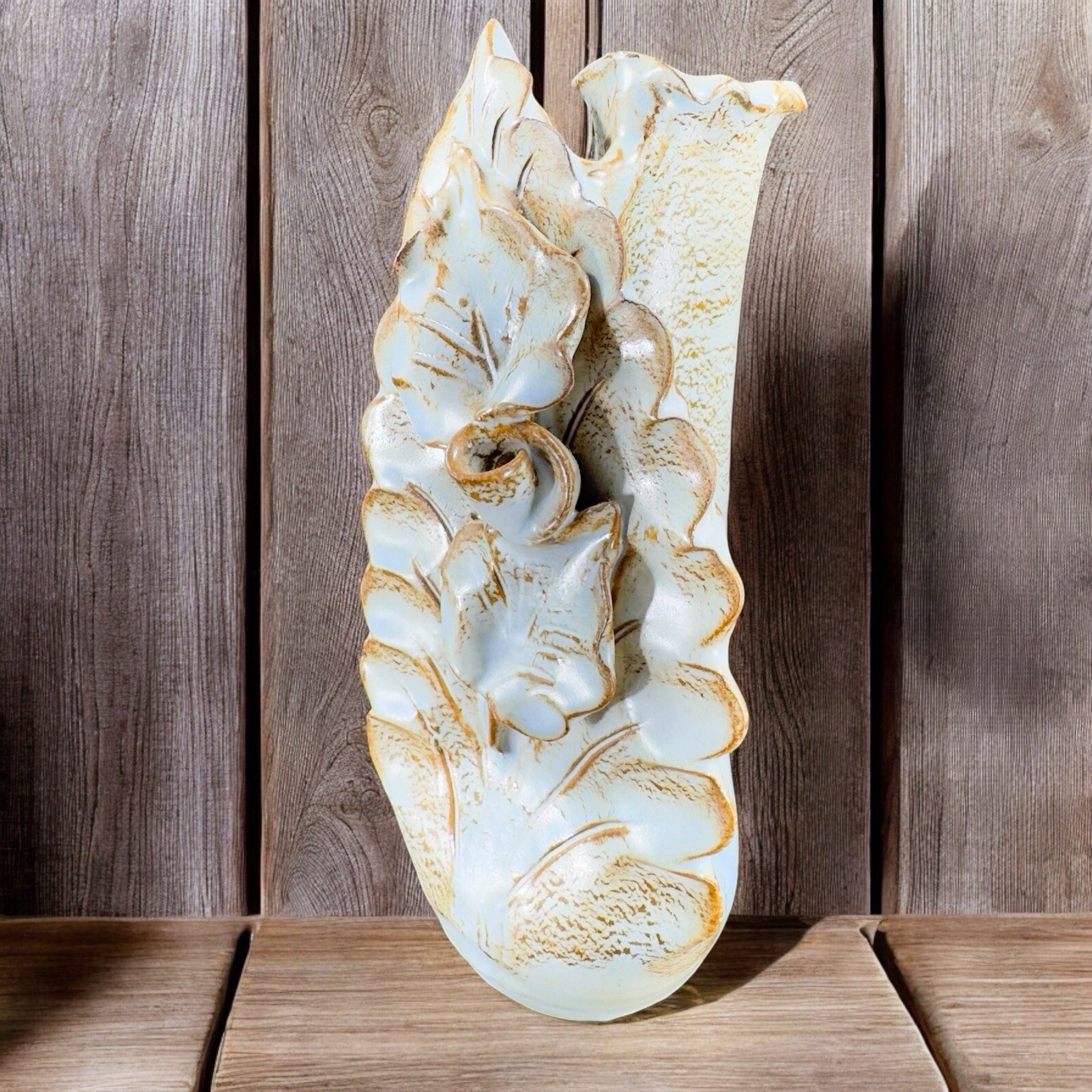 Hand Made Studio Art Pottery Vase Flower Shape Made In Greece Vintage Pottery