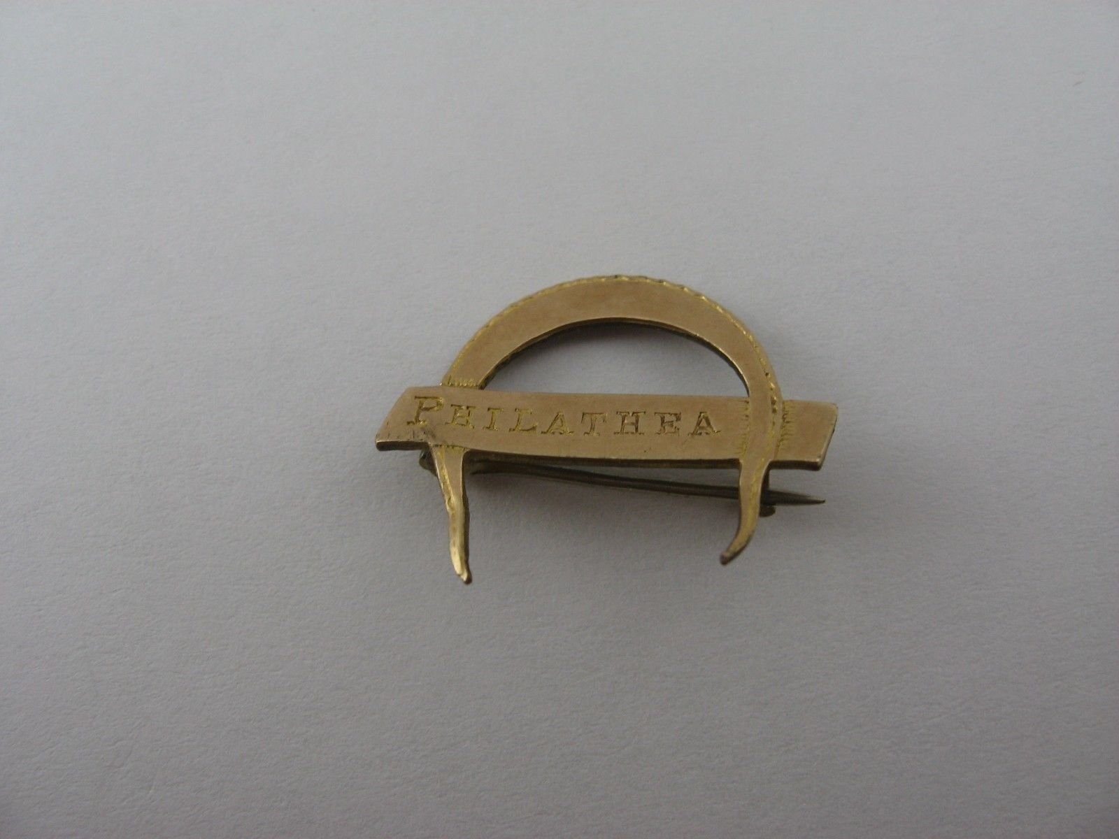 Antique Philathea Pin Brooch Women\'s Bible Study Class Gold Tone Arch Religious