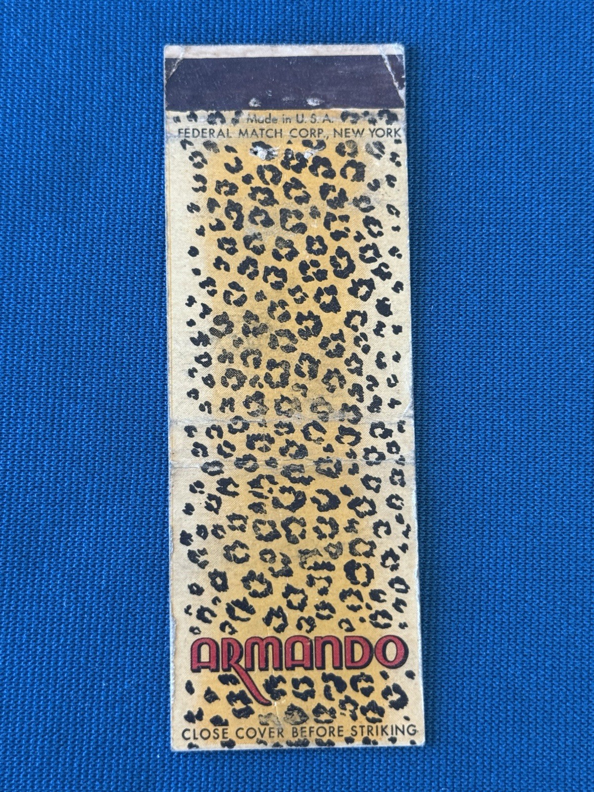 Armando Leopard Print Patterned Art VTG Matchbook Cover Lt#1250
